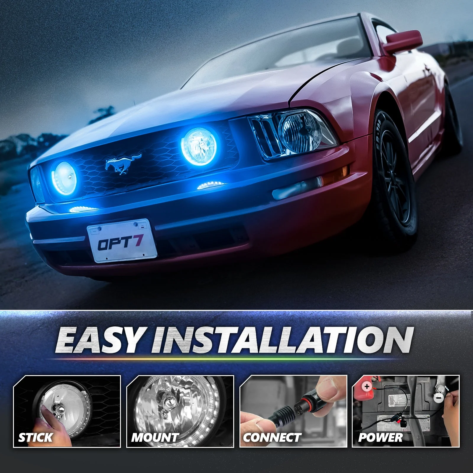 AURA PRO Bluetooth Day Time Running Light DRL Halo RGB for Ford Mustang 2005-2014 - Install Friendly - Image 5