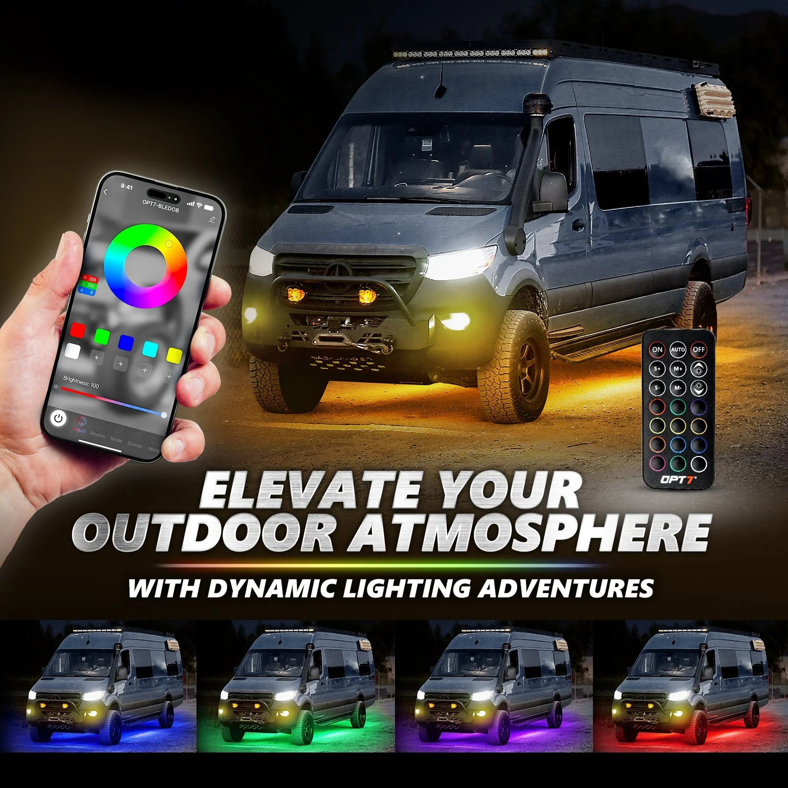 AURA PRO Class B & B+ RV Camper LED Aluminum Underglow Lighting Kit - Bluetooth Enabled APP Full Color Spectrum - Image 3
