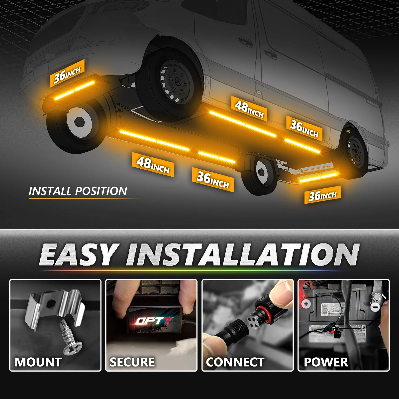 AURA PRO Class B & B+ RV Camper LED Aluminum Underglow Lighting Kit - Bluetooth Enabled APP Full Color Spectrum - Image 7