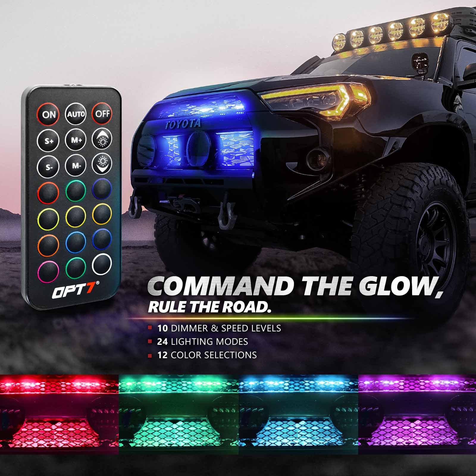 AURA PRO Exterior Pack Bundle ( Wheel Well LED Kit + Grille LED Kit + Underglow LED Kit ) - Bluetooth APP and Remote Controlled - Image 12