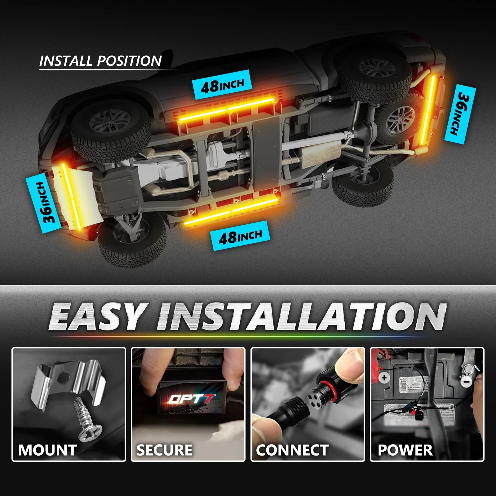AURA PRO Exterior Pack Bundle ( Wheel Well LED Kit + Grille LED Kit + Underglow LED Kit ) - Bluetooth APP and Remote Controlled - Image 6
