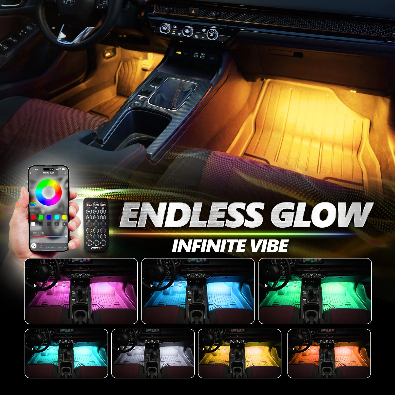 AURA PRO for Civic Hatchback LED Lighting Bundle: OLED Tail lights + Interior + Grille w- Bluetooth APP and Remote Controlled - Image 6