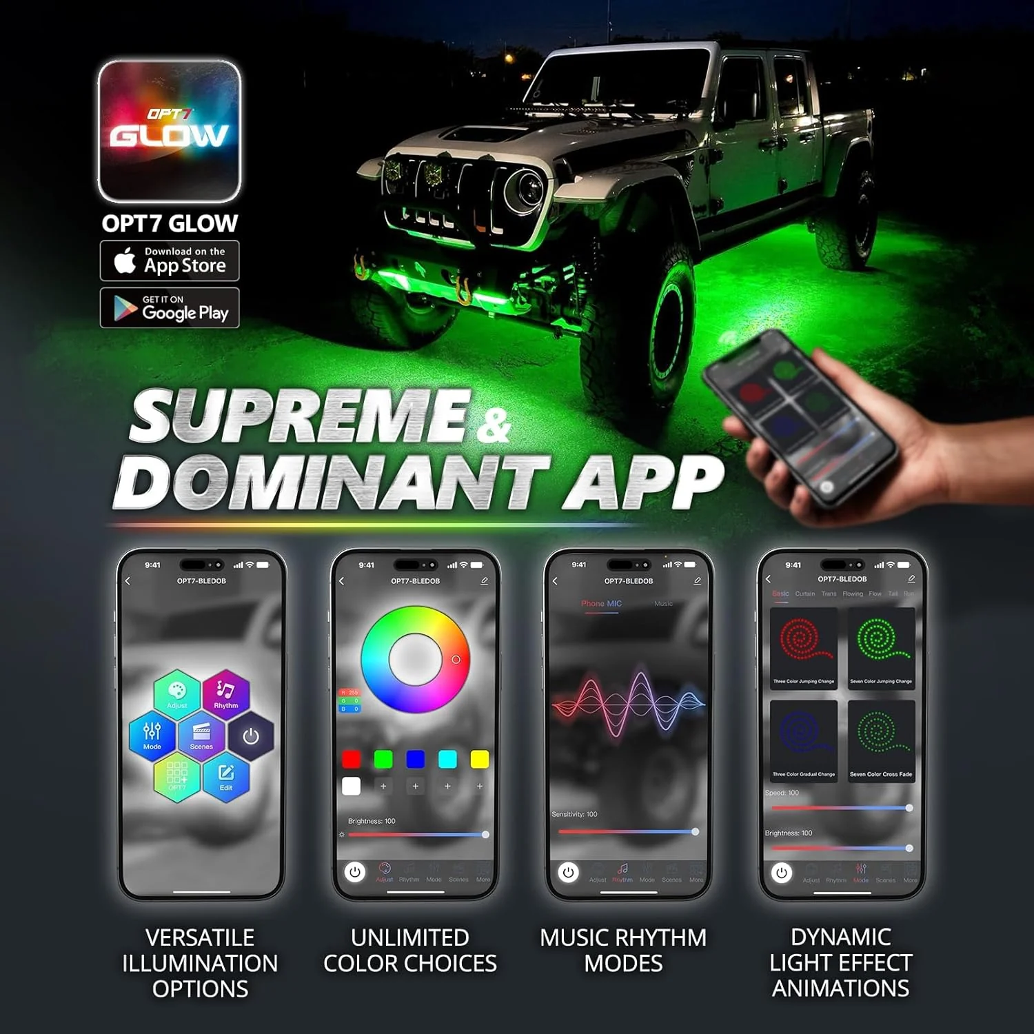 AURA PRO LED Aluminum Underglow Lighting Kit Bluetooth Enabled App for Car Trucks RV Trailers - Image 4