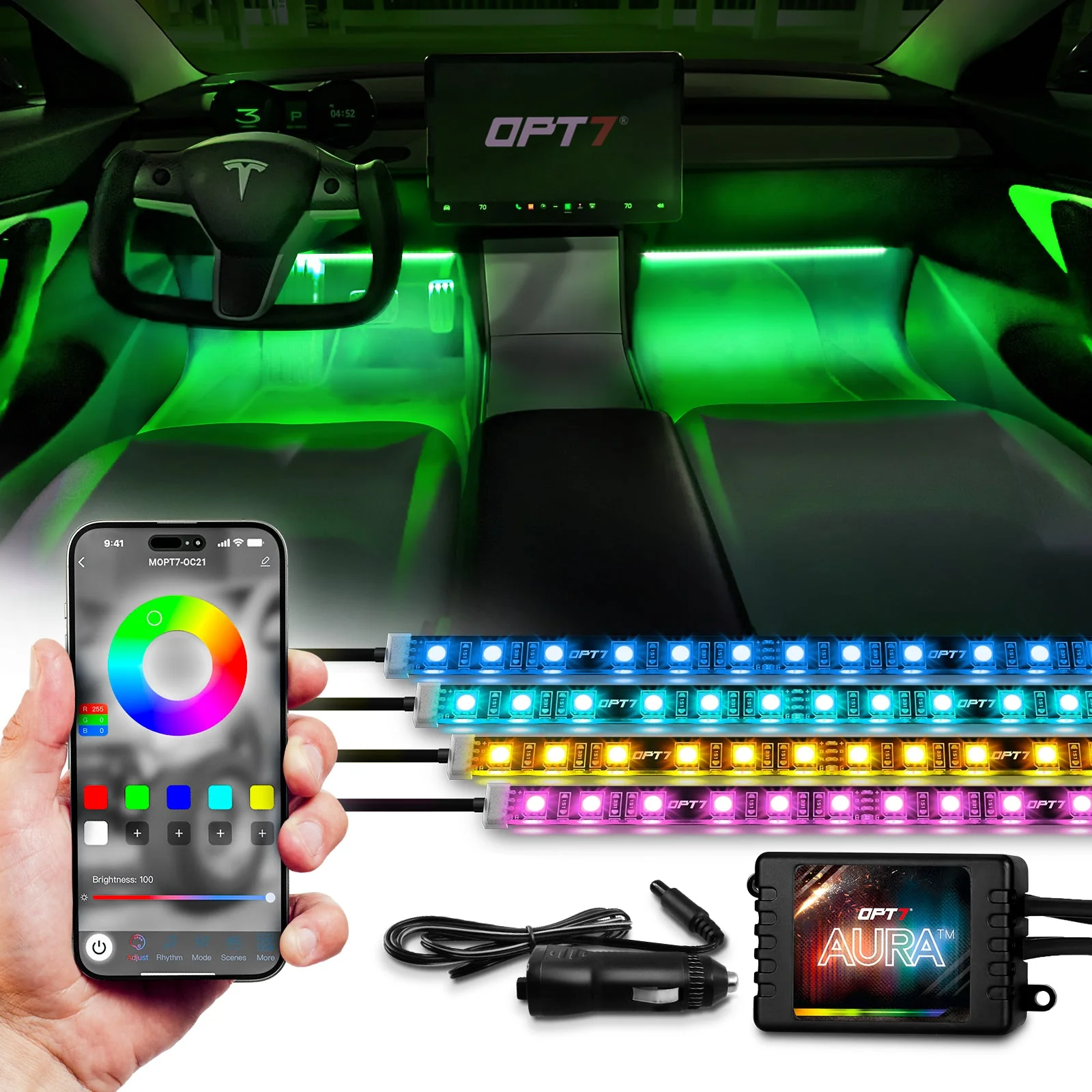 AURA PRO LED Interior Ambient Lighting Kit (4 x 12 Inch or 6 x 12-Inch) - Bluetooth Enabled APP Full Color Spectrum - Image 16