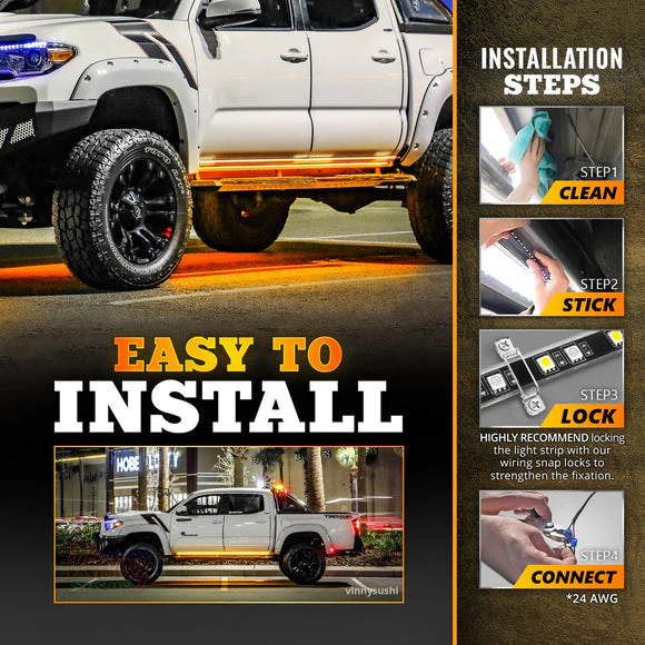 AURA PRO LED Lighting Kit for Truck Bundle (Quantum LED Rocklight + Underglow LED Kit + Sidekick LED Kit ) - Bluetooth APP and Remote Controlled - Image 15
