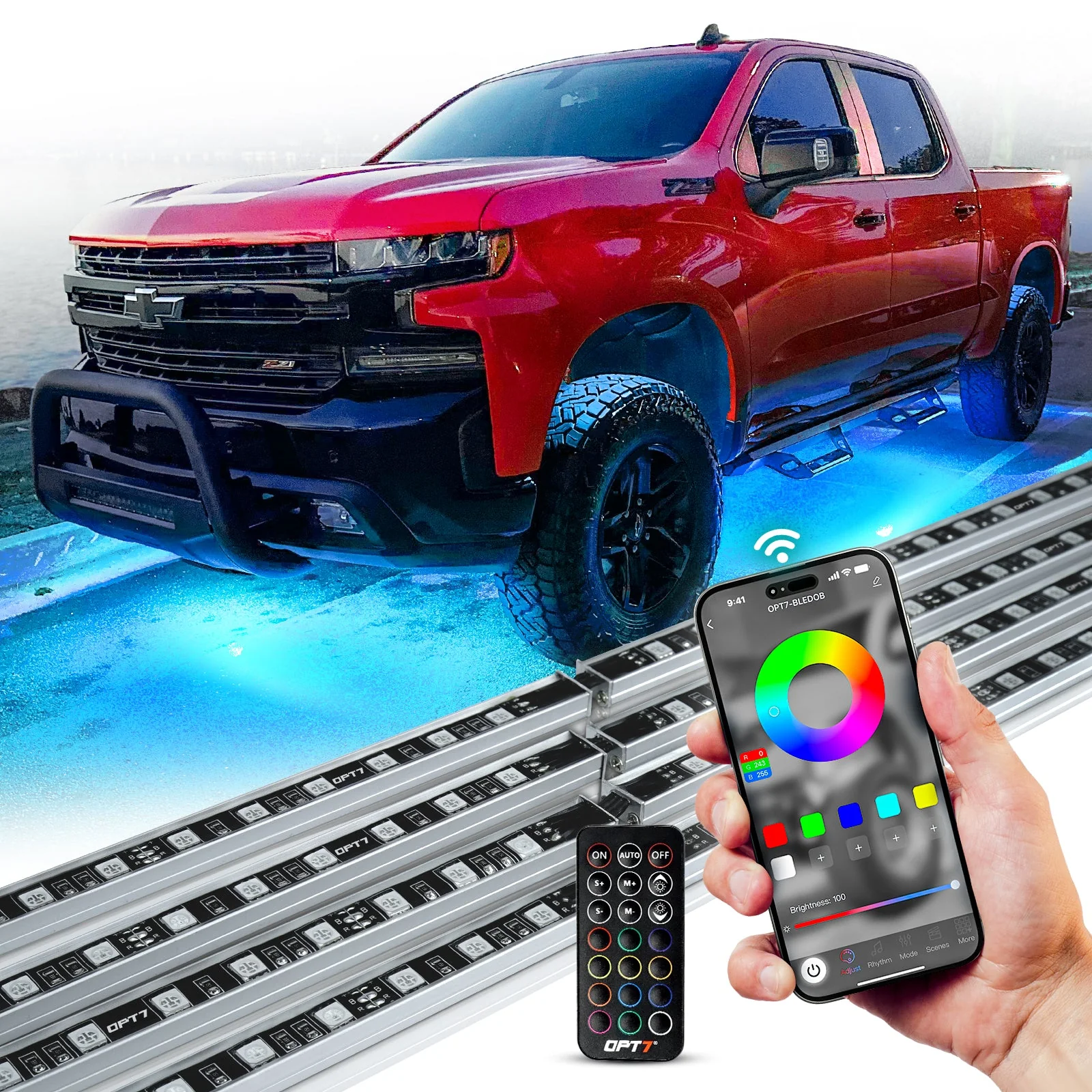 AURA PRO LED Lighting Kit for Truck Bundle (Quantum LED Rocklight + Underglow LED Kit + Sidekick LED Kit ) - Bluetooth APP and Remote Controlled - Image 2