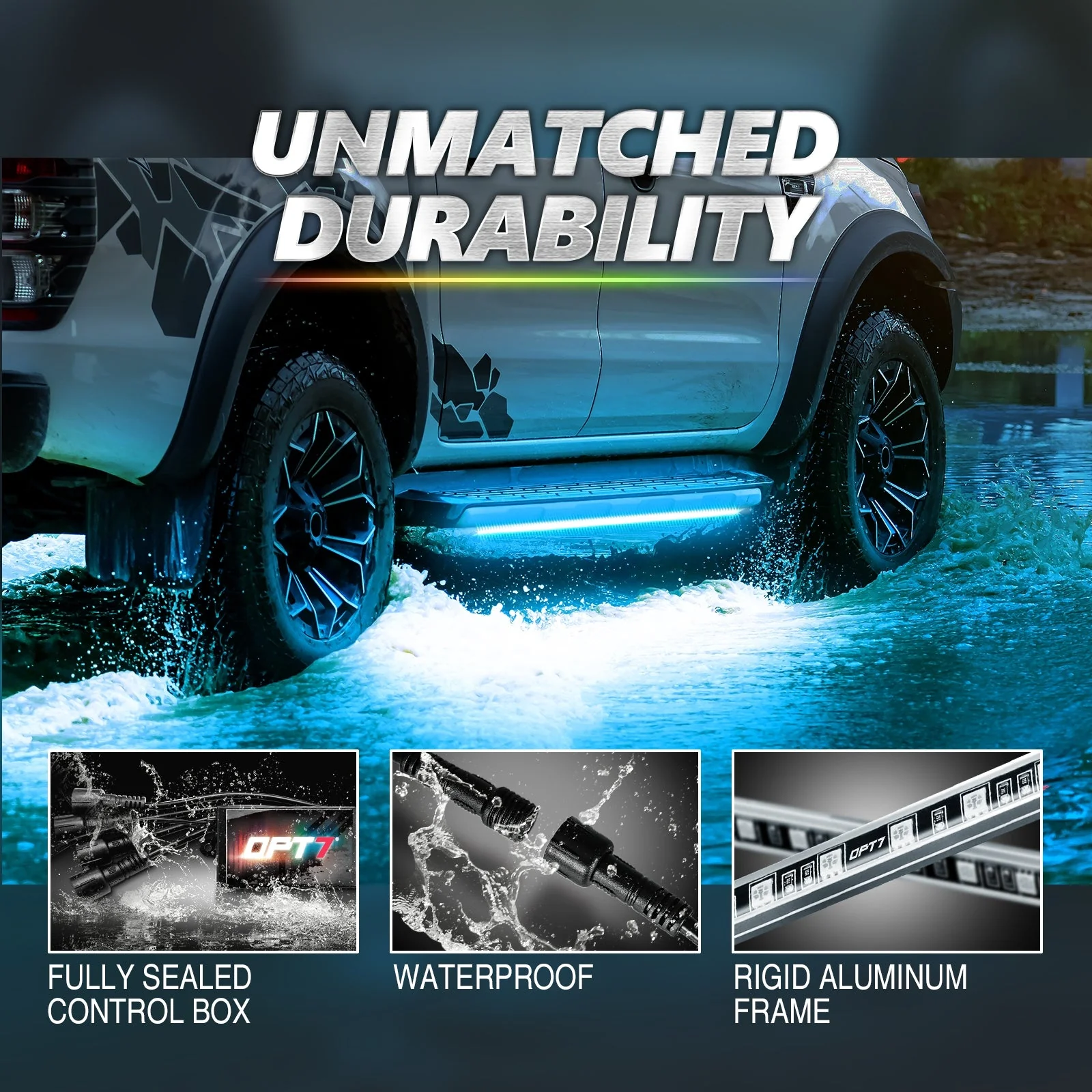 AURA PRO LED Lighting Kit for Truck Bundle (Quantum LED Rocklight + Underglow LED Kit + Sidekick LED Kit ) - Bluetooth APP and Remote Controlled - Image 5