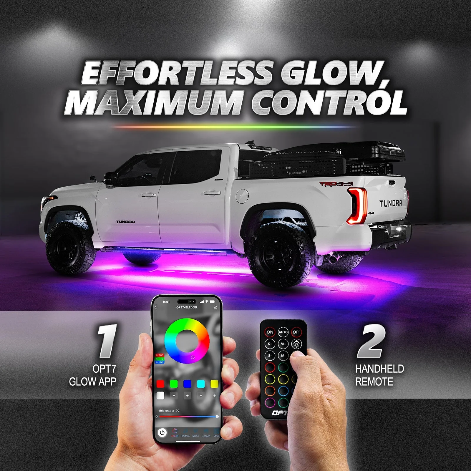 AURA PRO LED Lighting Kit for Truck Bundle (Quantum LED Rocklight + Underglow LED Kit + Sidekick LED Kit ) - Bluetooth APP and Remote Controlled - Image 7