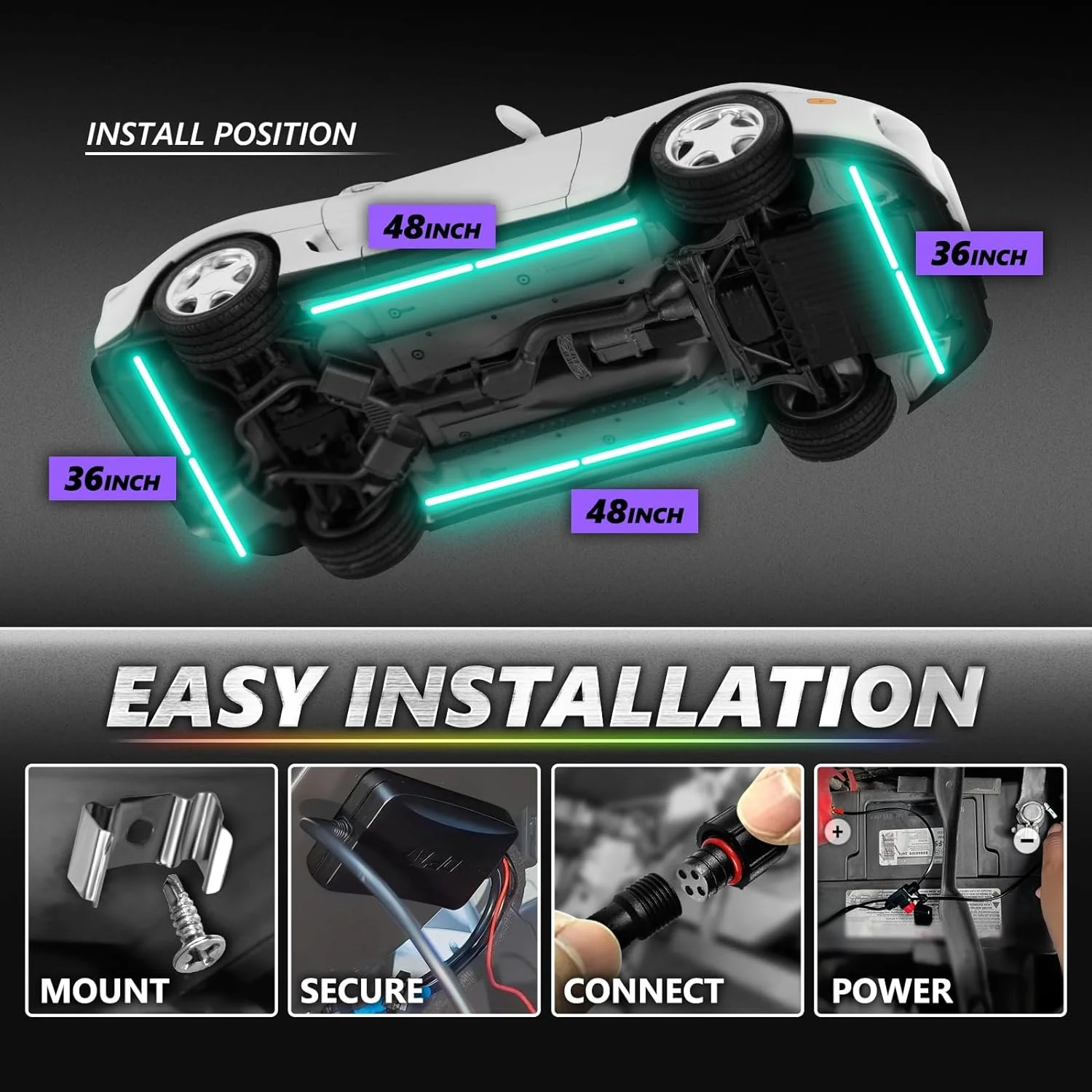 AURA PRO LED Triple Bundle for Dodge Challenger 08-23 ( Halo + Interior + Underglow ) - Bluetooth APP and Remote Controlled - Image 7