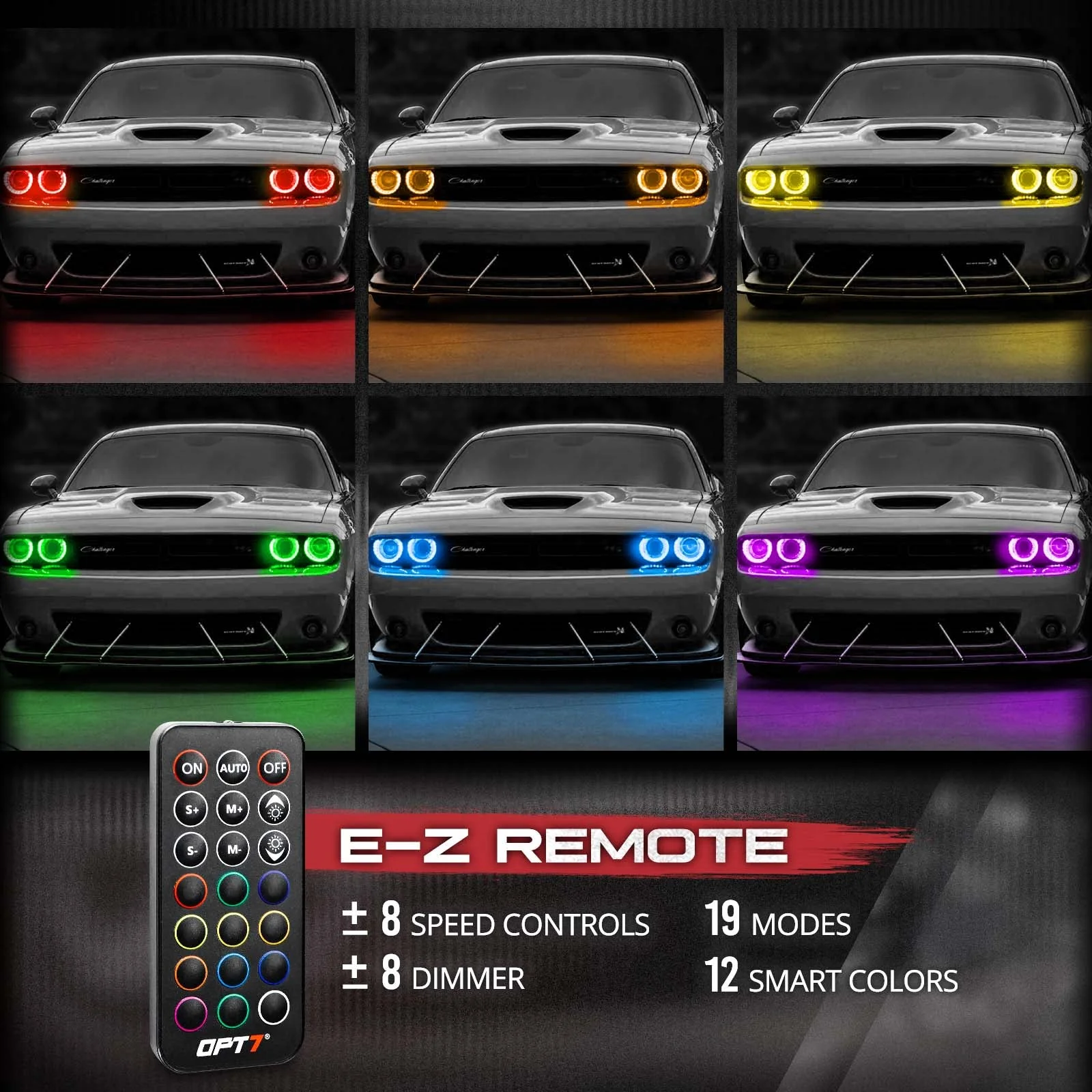 AURA Remote Control Day Time Running Light DRL Halo RGB for Dodge Challenger 08-23 - Install Friendly - Image 2