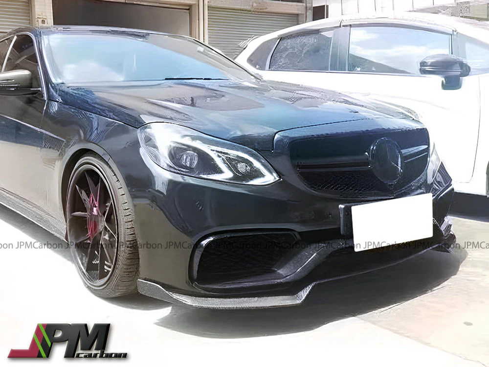 B Style Carbon Fiber Front Bumper Add-on Lip Fits For 2014-2016 Mercedes-Benz W212 Facelift E63 AMG Only - Image 2