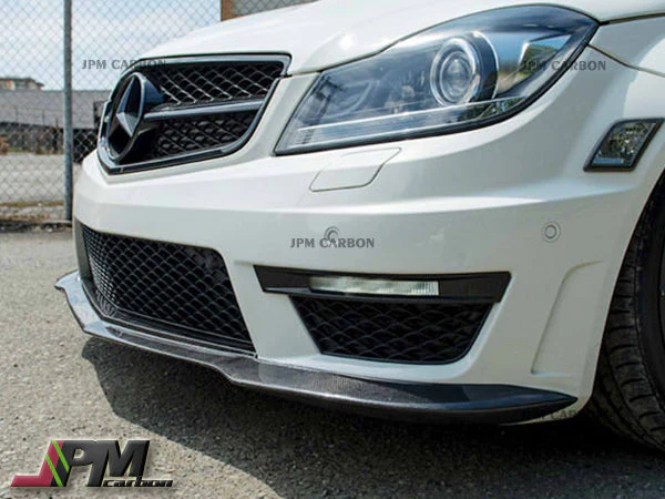 BS Style Carbon Fiber Front Bumper Add-on Lip Fits For 2012-2014 Mercedes-Benz W204 Facelift C63 Only - Image 2