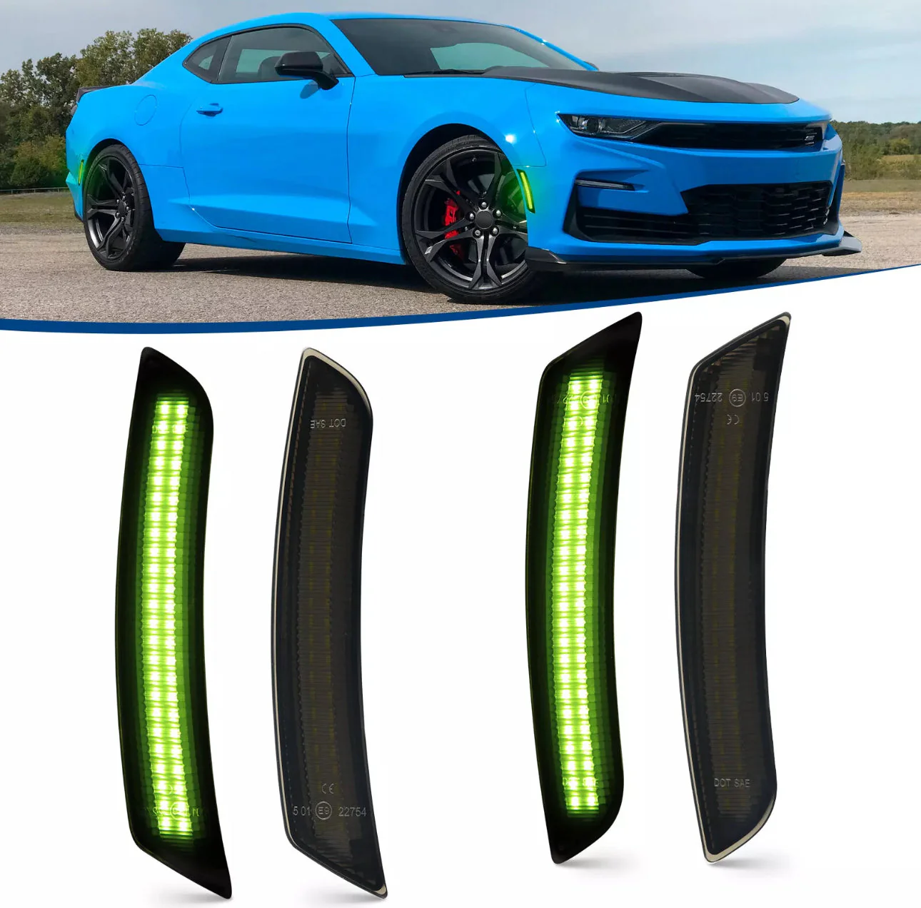 CAMARO 16-24 FRONT/REAR SMOKED LED SIDE MARKERS - Image 4