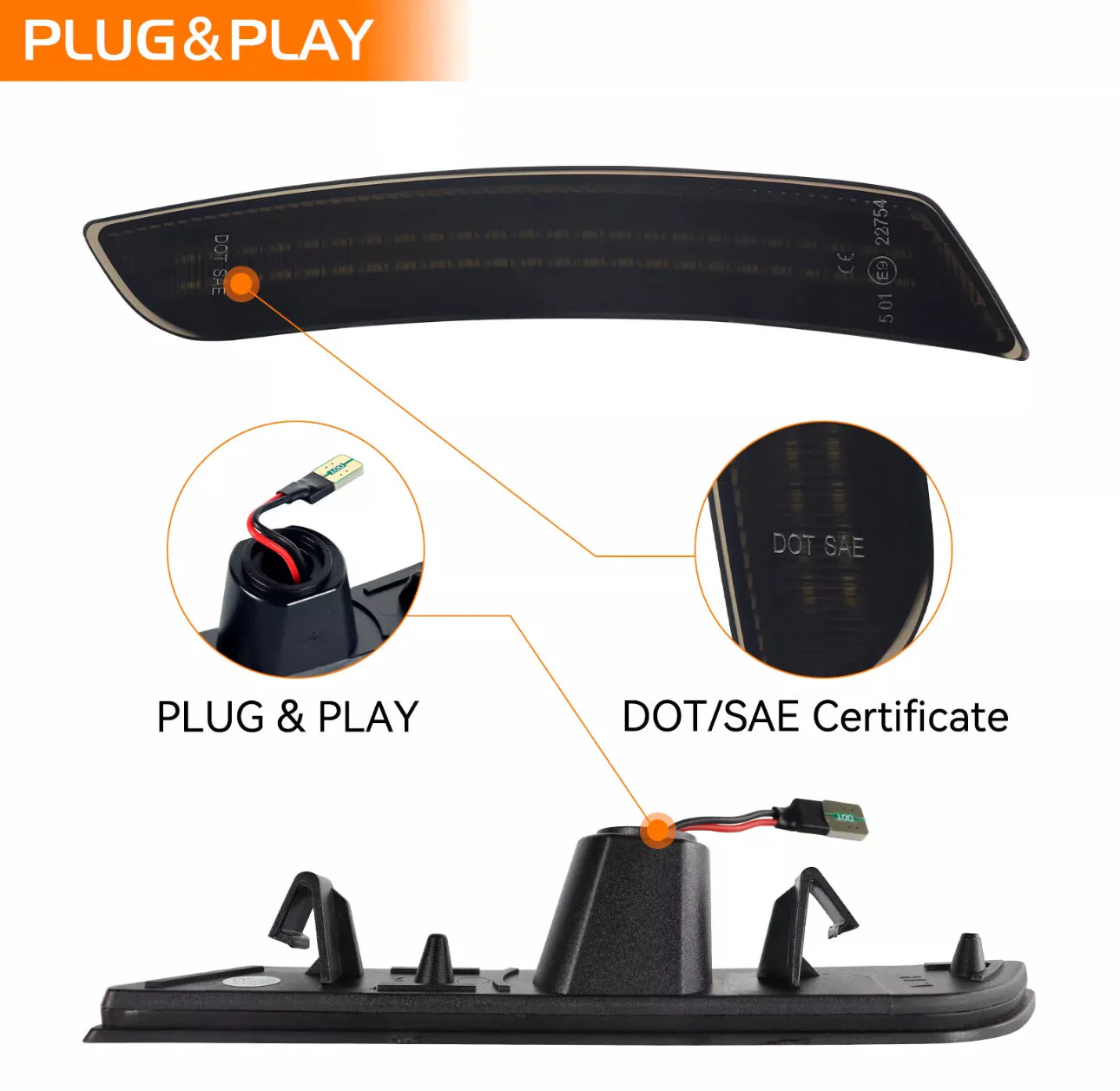 CAMARO 16-24 FRONT/REAR SMOKED LED SIDE MARKERS - Image 7
