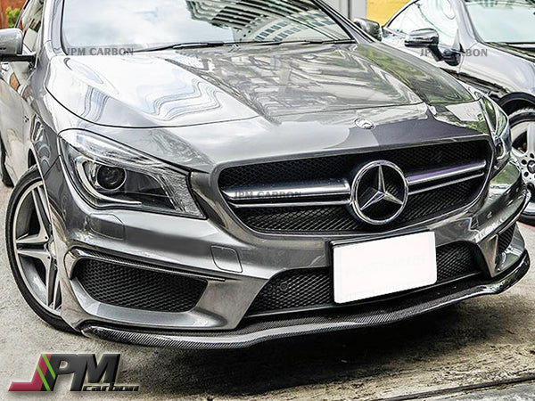 Carbon Fiber Front Bumper Add-on Cover Fits For 2013-2016 Mercedes-Benz W117 Pre-facelift CLA45 Only - Image 3