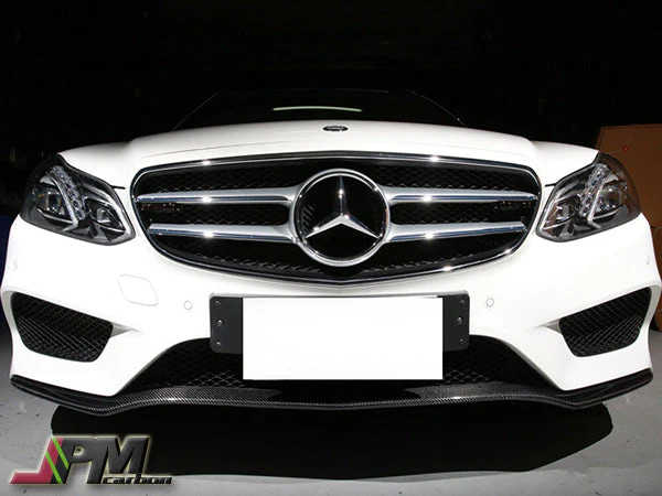 Carbon Fiber Front Bumper Add-on Cover Lip Fits For 2014-2016 Mercedes-Benz W212 Facelift E-Class Sedan with AMG Sport Package Only - Image 4