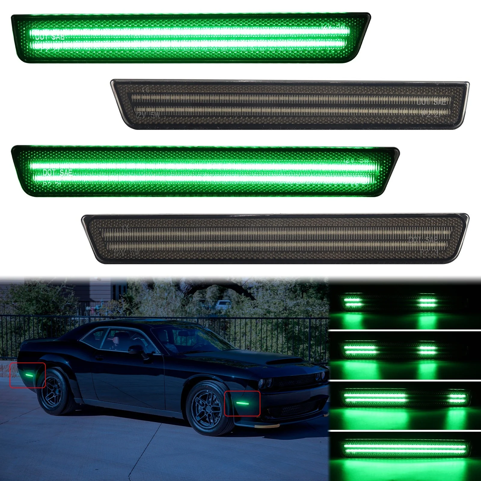CHALLENGER 15-23 FRONT/REAR DYNAMIC SMOKED LED SIDE MARKERS - Image 2
