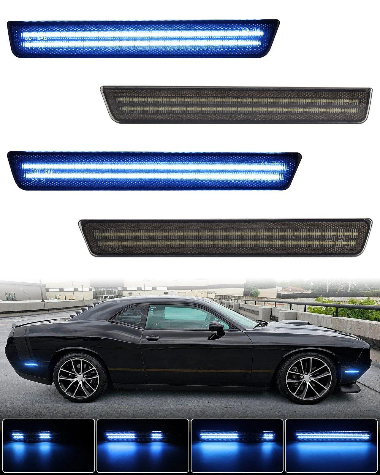 CHALLENGER 15-23 FRONT/REAR DYNAMIC SMOKED LED SIDE MARKERS - Image 3