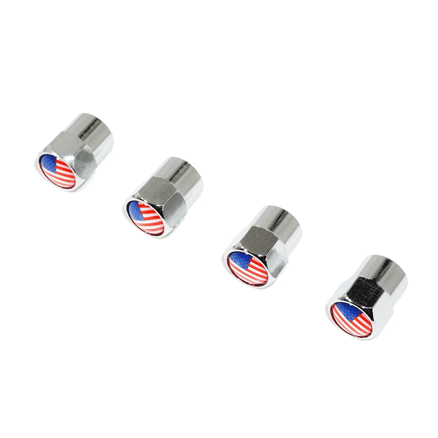 Chrome Valve Stem Tire Caps, Style: United States (USA) Stars & Stripes Flag - Image 3