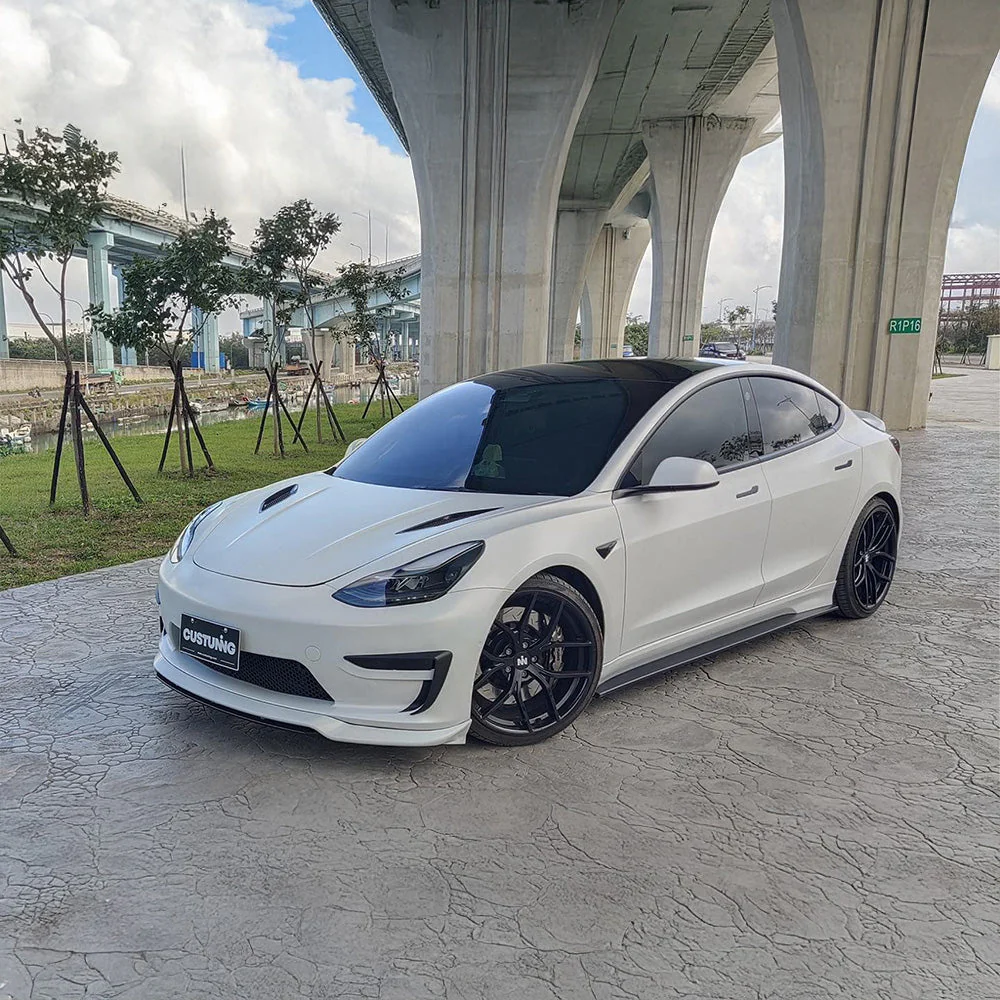 2017-2023 Tesla Model 3 (1st Gen) Front Facia Upgrade (Front Bumper + Lip) | CUSTuning - Image 3