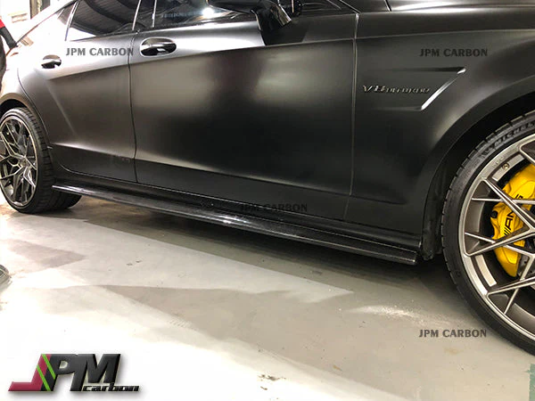DP Style Carbon Fiber Side Skirt Lips Fits For 2011-2014 Mercedes-Benz W218 Pre-Facelift CLS-Class with AMG Sport Package Only - Image 4