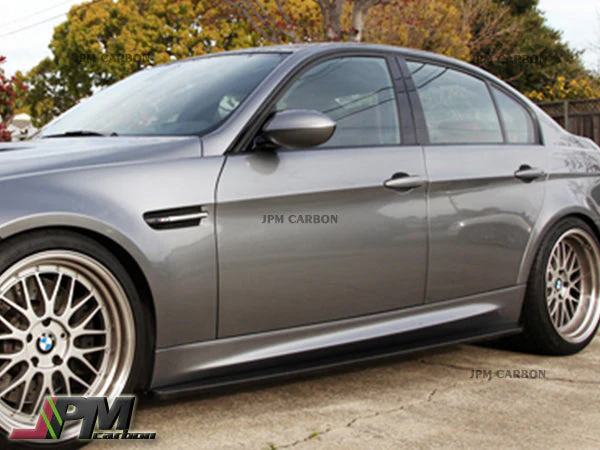 E Style Carbon Fiber Side Skirt Add-on Lip Fits For 2008-2013 BMW E90 E92 E93 M3 Only - Image 2