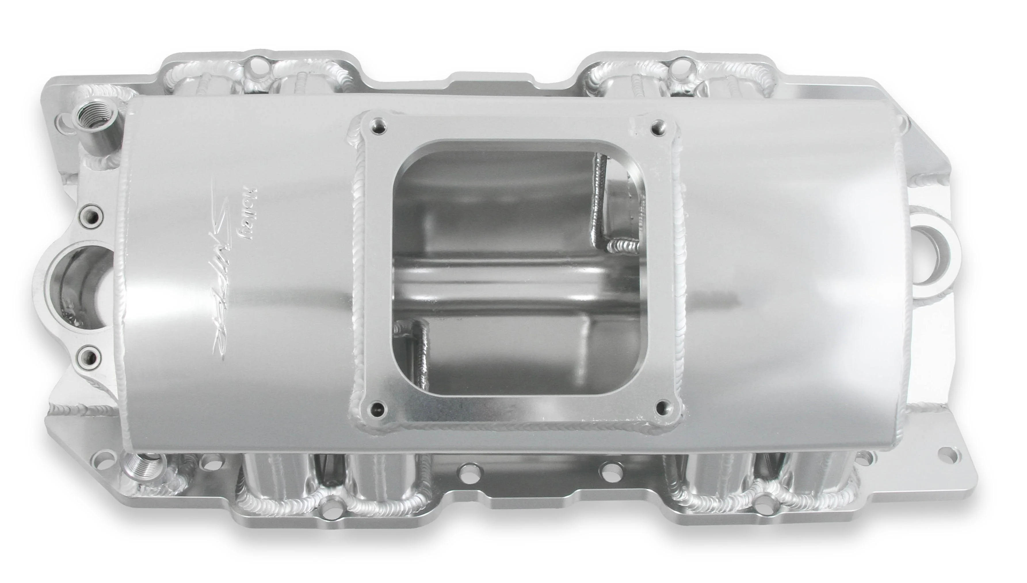 Fabricated Intake Manifold BBC Single Plane 1 x 4500 Silver with Sniper Logo - Image 10