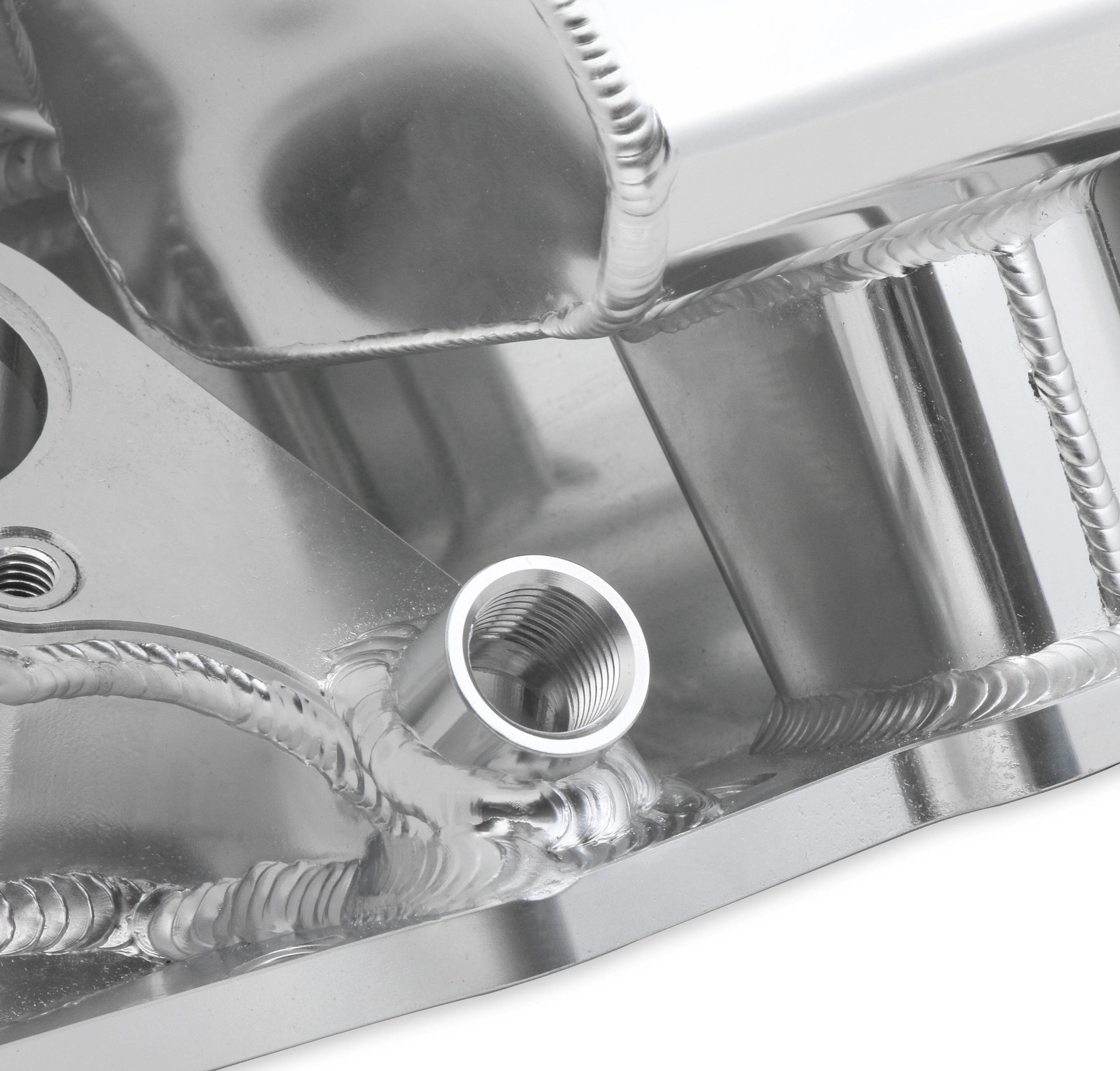 Fabricated Intake Manifold BBC Single Plane 1 x 4500 Silver with Sniper Logo - Image 2
