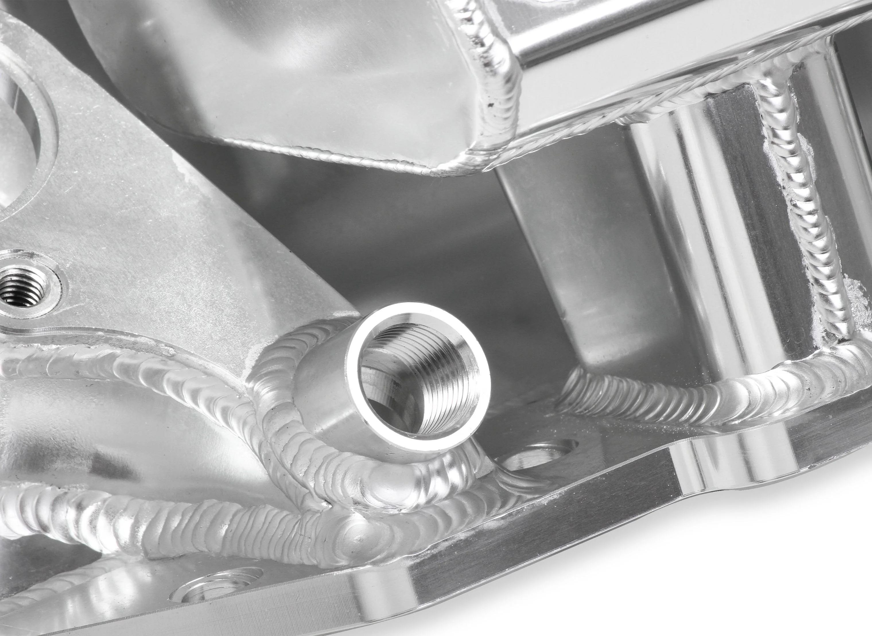 Fabricated Intake Manifold BBC Single Plane 2 x 4150 Silver with Sniper Logo - Image 5