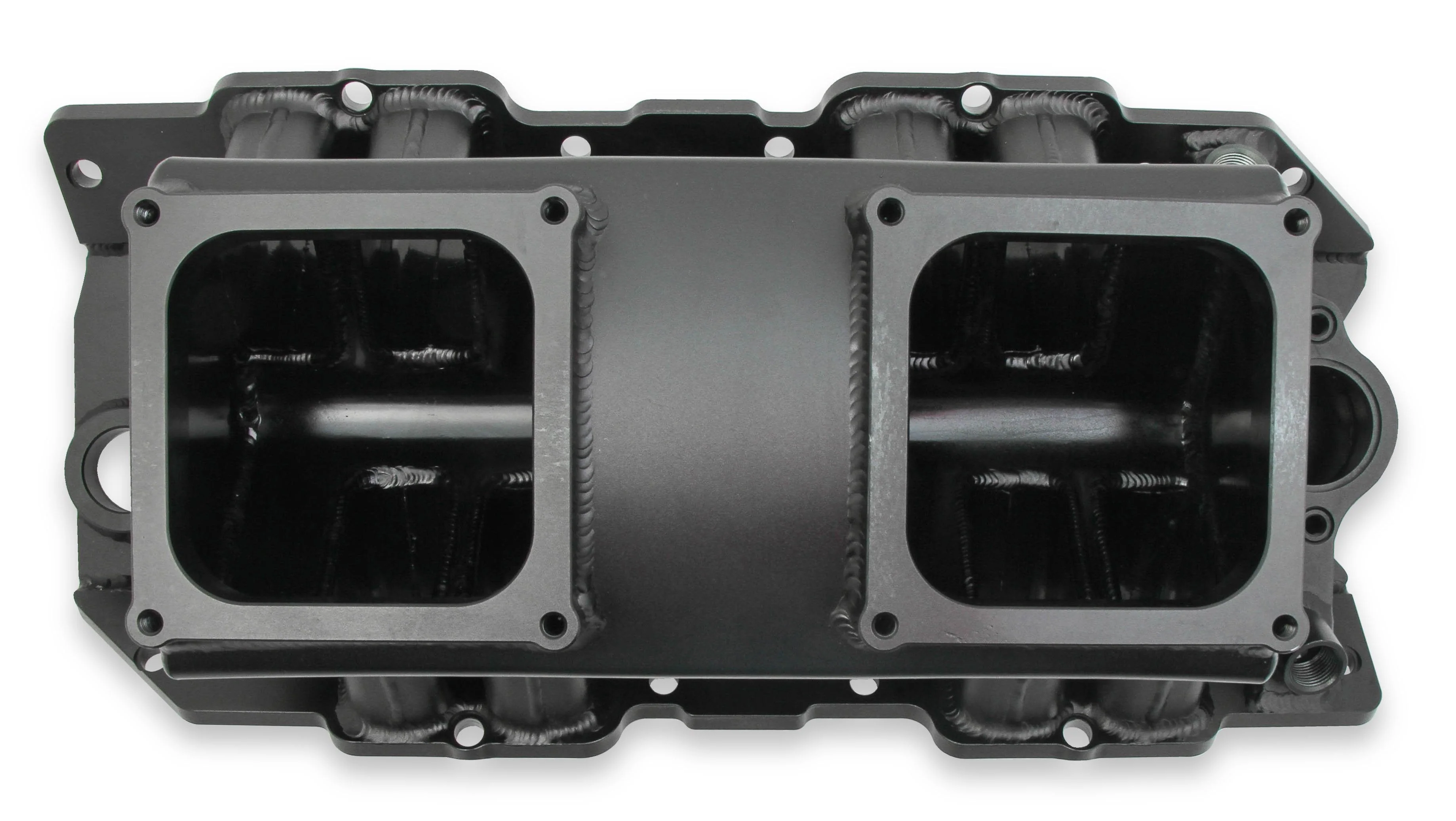 Fabricated Intake Manifold BBC Single Plane 2 x 4500 Black with Sniper Logo - Image 11