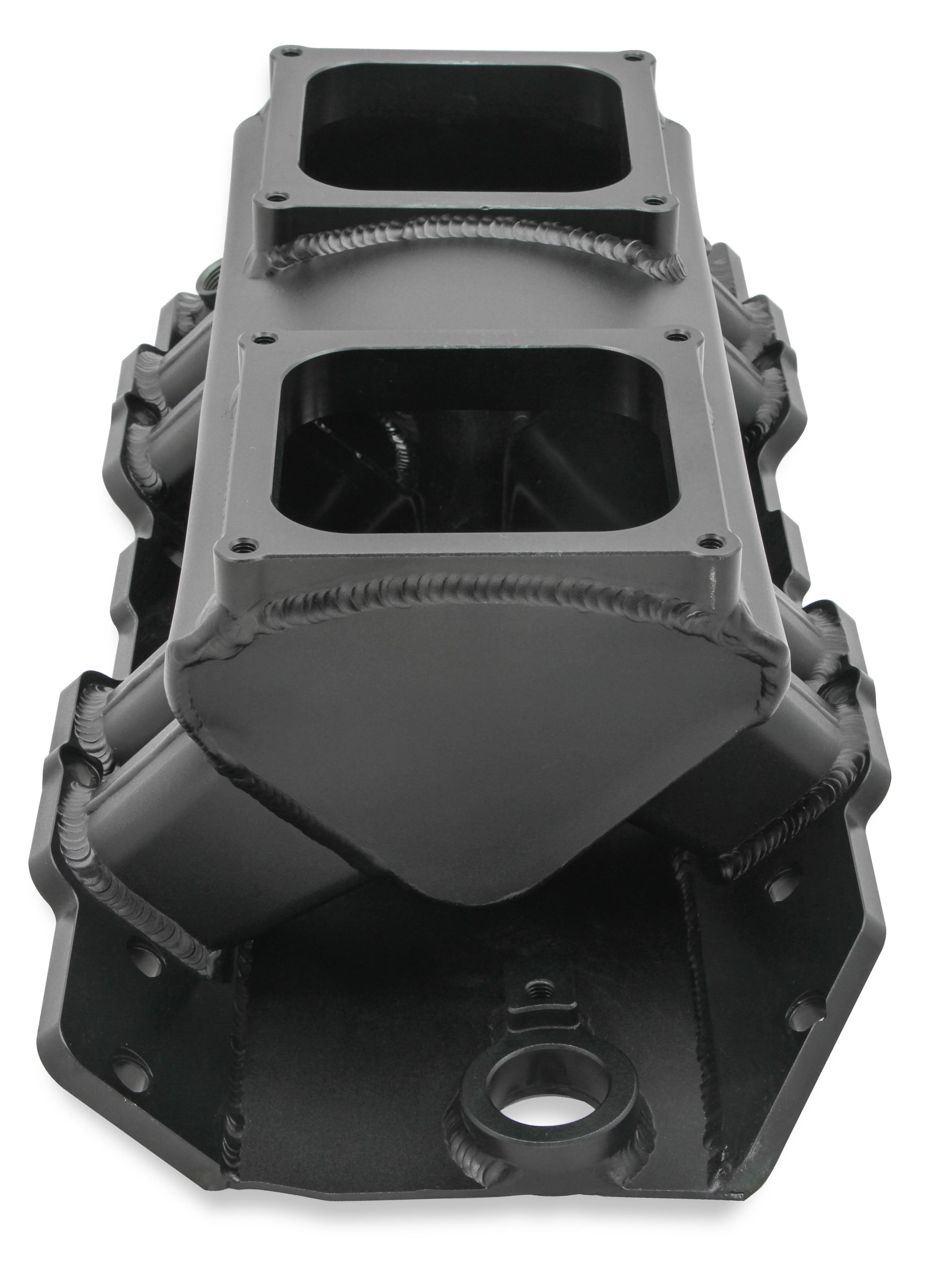 Fabricated Intake Manifold BBC Single Plane 2 x 4500 Black with Sniper Logo - Image 5