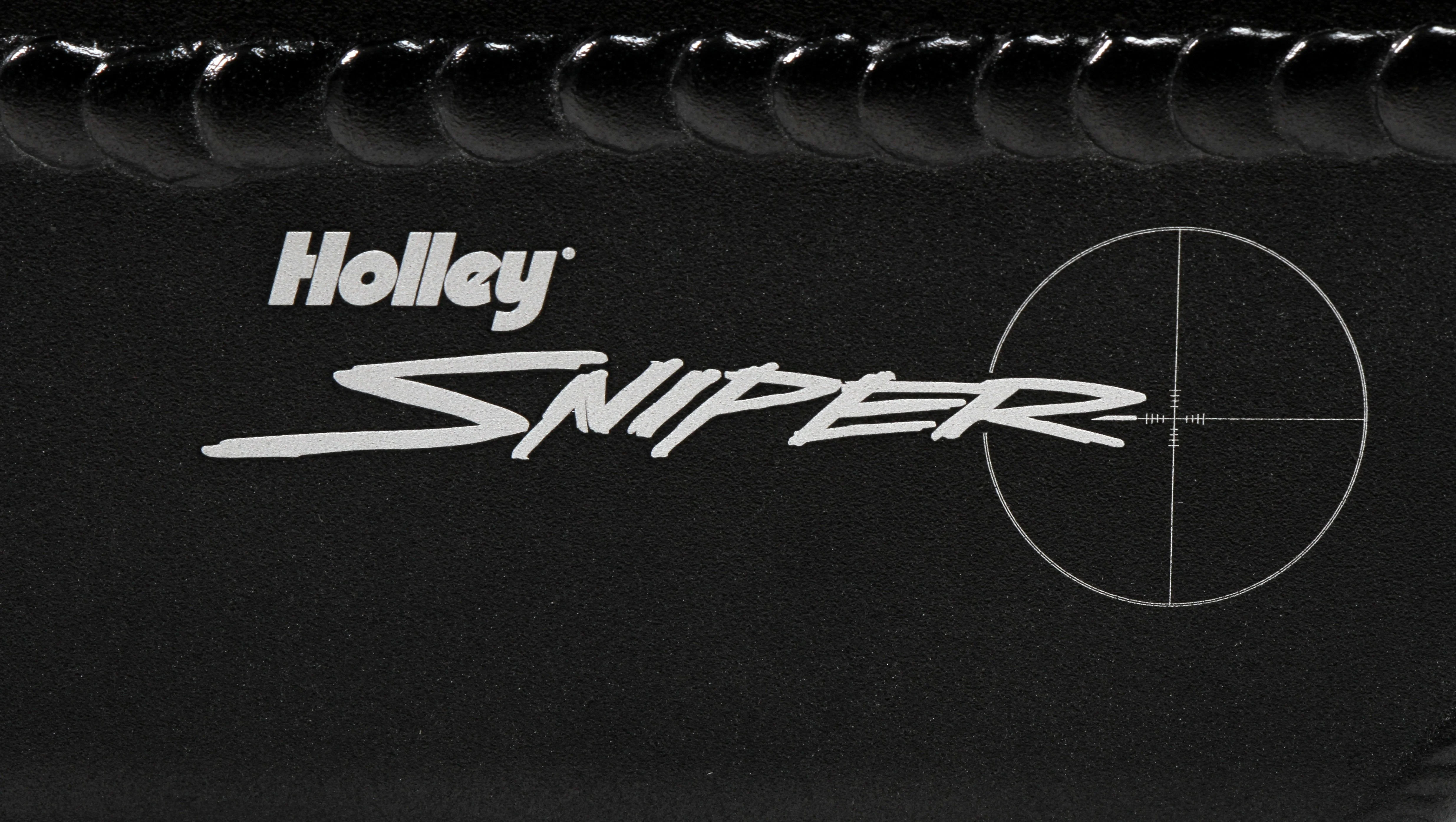 Fabricated Intake Manifold SBC Single Plane Carbureted (2 x 4150 style flange changeable plate) Black with Sniper logo - Image 12