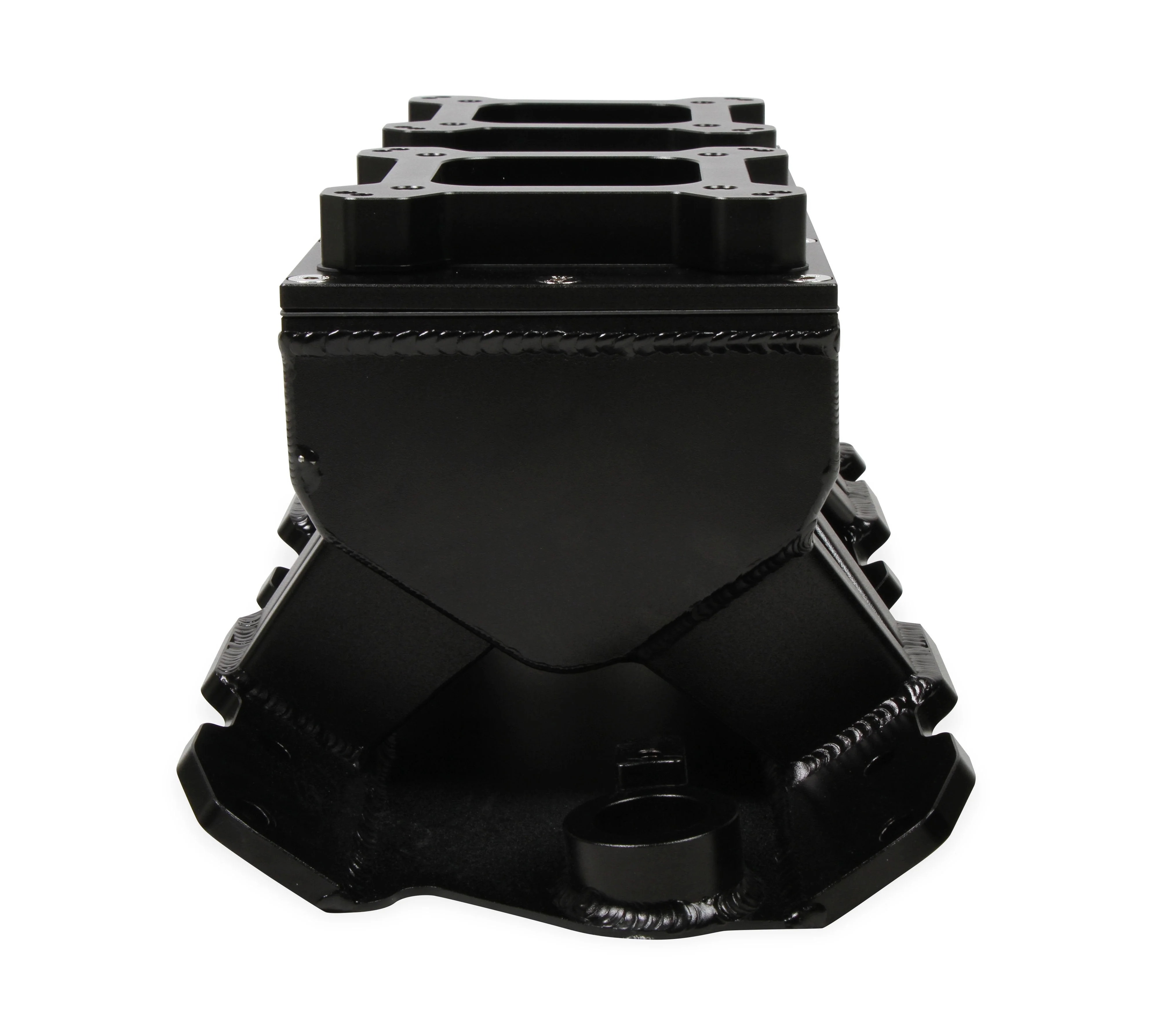 Fabricated Intake Manifold SBC Single Plane Carbureted (2 x 4150 style flange changeable plate) Black with Sniper logo - Image 6