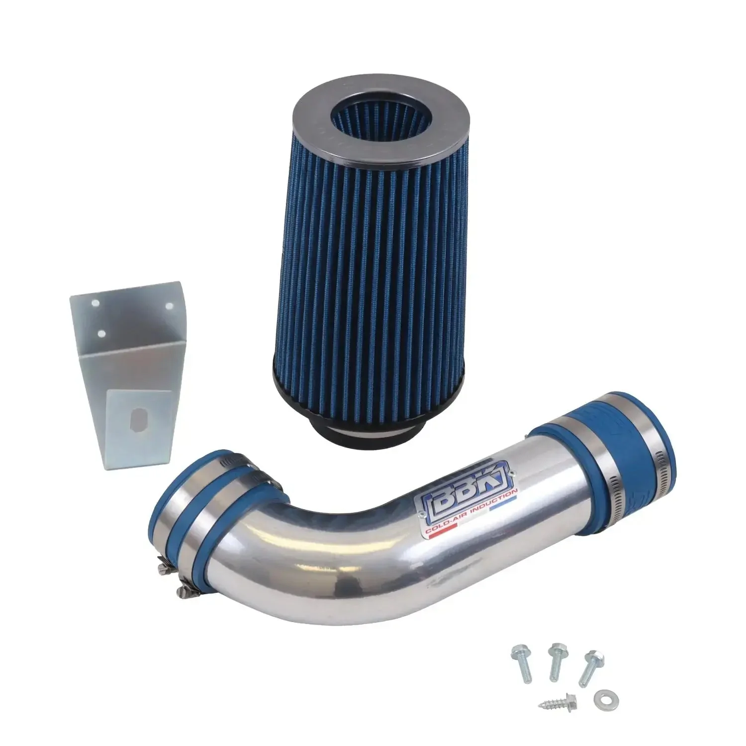 Ford Mustang 5.0 Cold Air Intake Kit Non Fender well Powder Coated Chrome 86-93 - Image 3