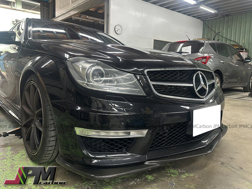 GH Style Carbon Fiber Front Bumper Add-on Lip Fits For 2012-2014 Mercedes-Benz W204 C204 Facelift C63 - Image 4