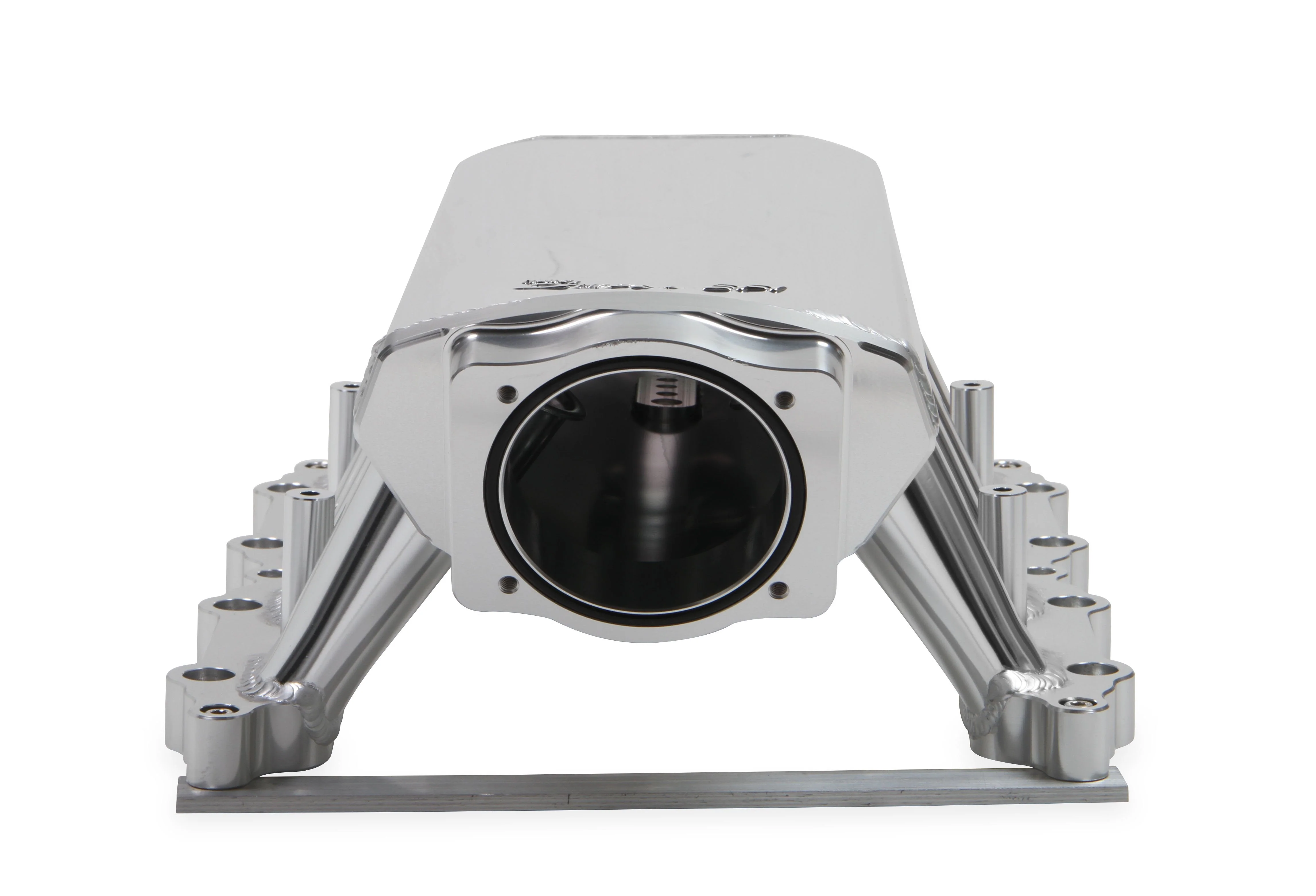 Hi-Ram Sheet Metal Fabricated Intake Manifold 2011-14 Ford 5.0L Coyote 90mm Throttle Body opening + Fuel Rail Kit Silver with Sniper EFI logo - Image 8