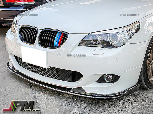 HM Style Carbon Fiber Front Bumper Add-on Lip Fits For 2004-2010 BMW E60 5-Series with M-Sport Package Only - Image 2
