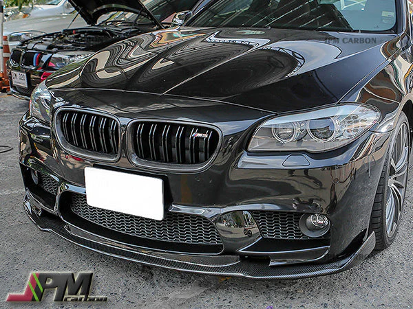 HM Style Carbon Fiber Front Bumper Add-on Lip Fits For 2011-2016 BMW F10 M5 Only - Image 4