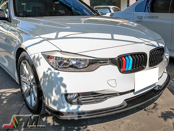 HM Style Carbon Fiber Front Bumper Add-on Lip Fits For 2012-2014 BMW F30 with Standard Package Only - Image 2