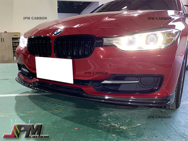 HM Style Carbon Fiber Front Bumper Add-on Lip Fits For 2012-2014 BMW F30 with Standard Package Only - Image 3