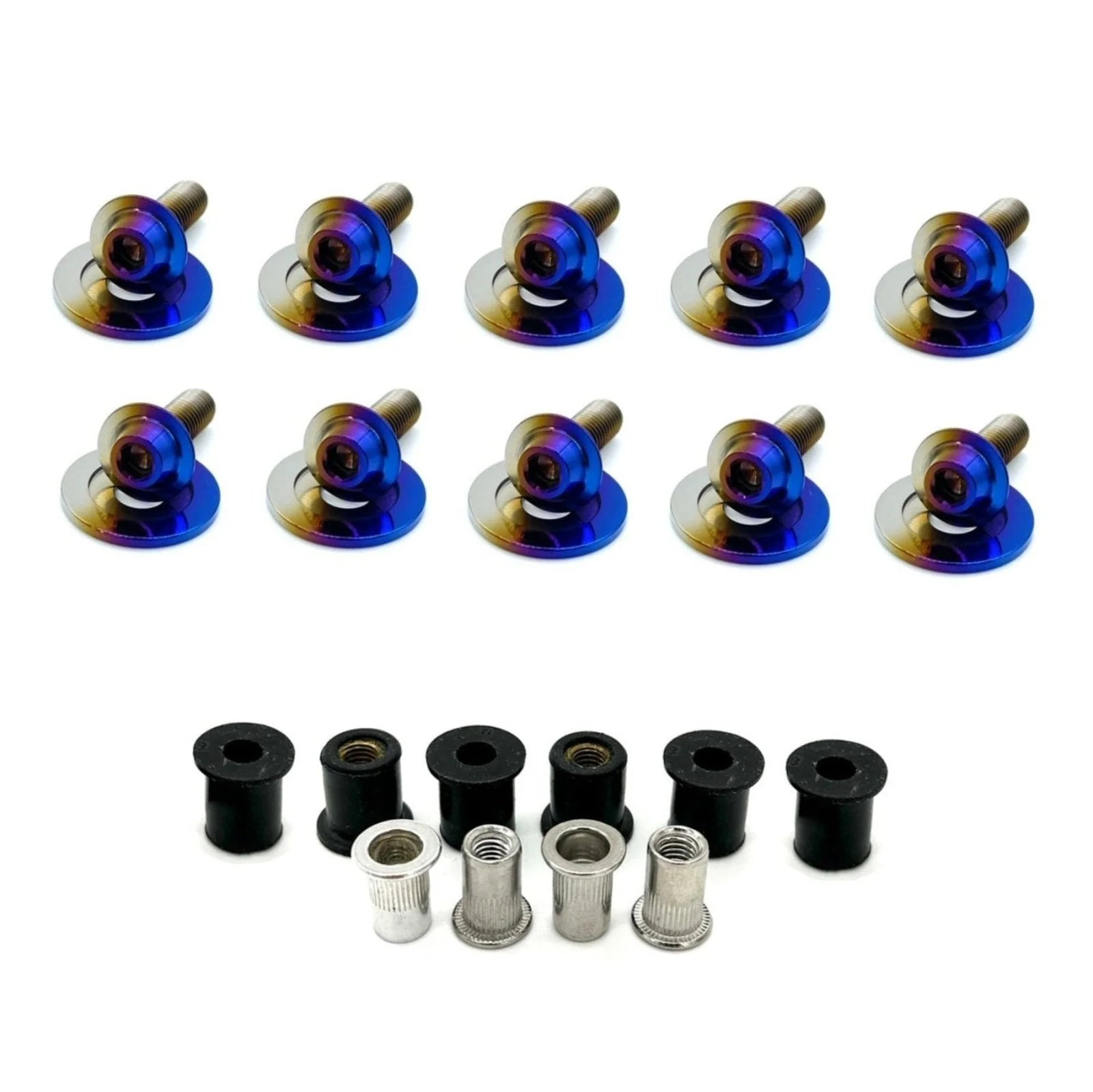 JDC Titanium Battery & Brake Reservoir Panel Plastic Rivet Replacement Kit | Nissan R35 GT-R
