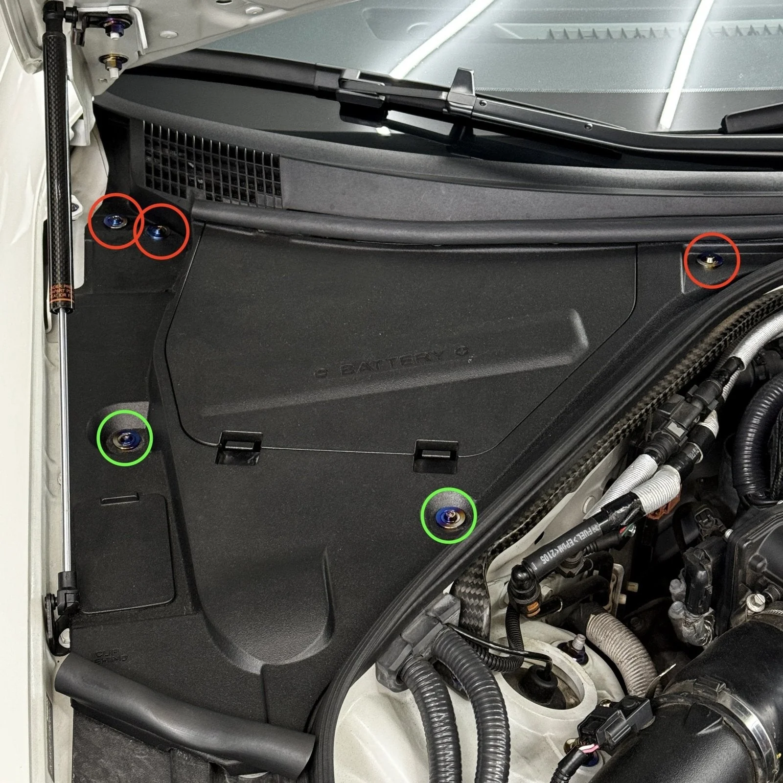 JDC Titanium Battery & Brake Reservoir Panel Plastic Rivet Replacement Kit | Nissan R35 GT-R - Image 3