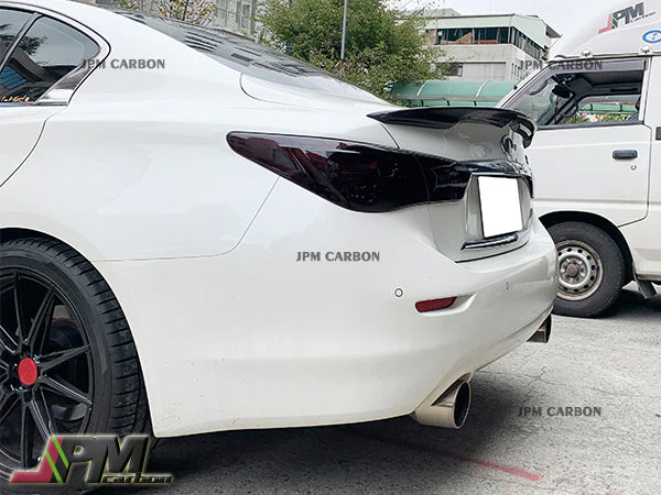 JDM Style Carbon Fiber Trunk Spoiler Fits For 2014-2023 Infiniti Q50 Sedan Only - Image 2