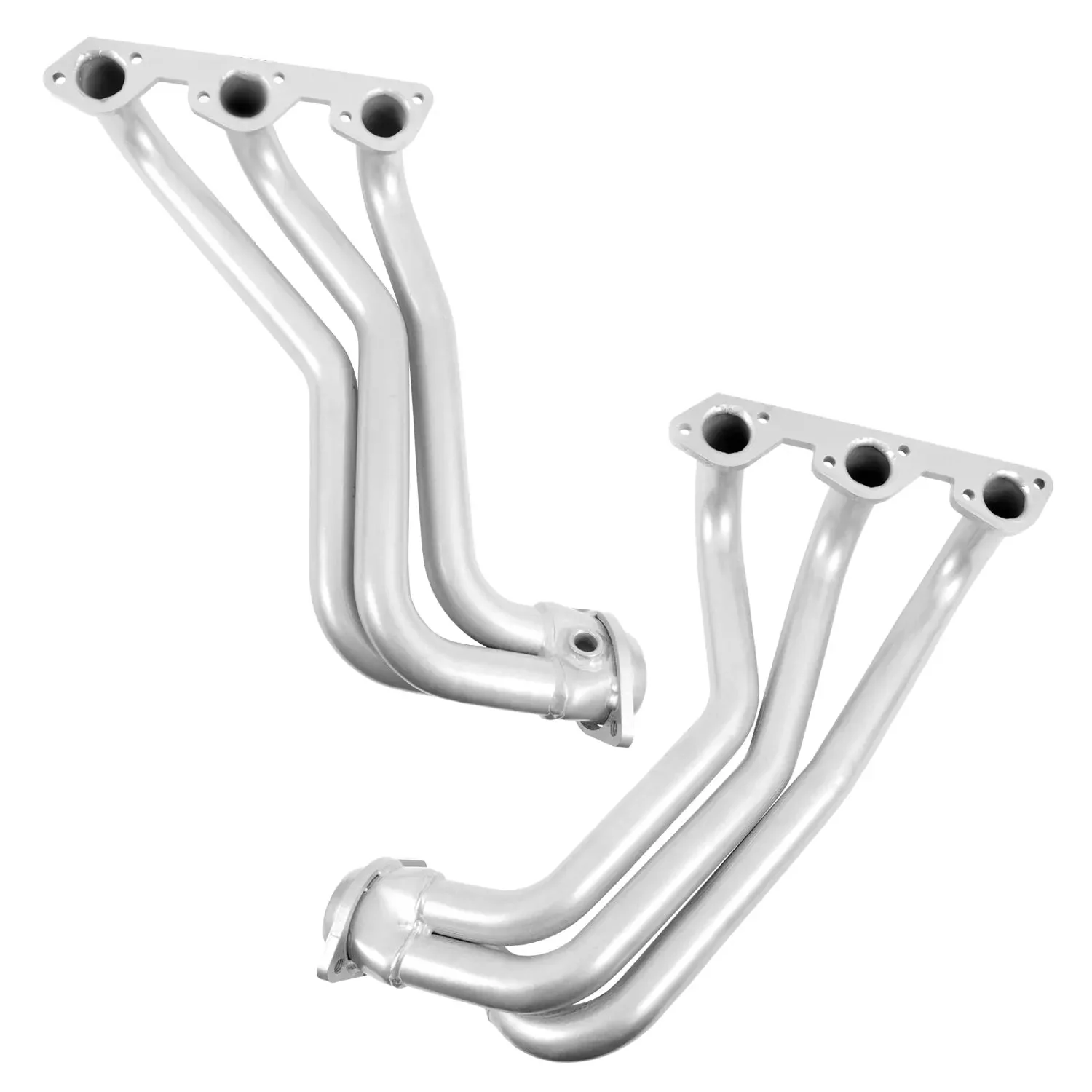 Jeep Wrangler 3.8 1-5/8 Long Tube Exhaust Headers With High Flow Cats Polished Silver Ceramic 07-11 - Image 2