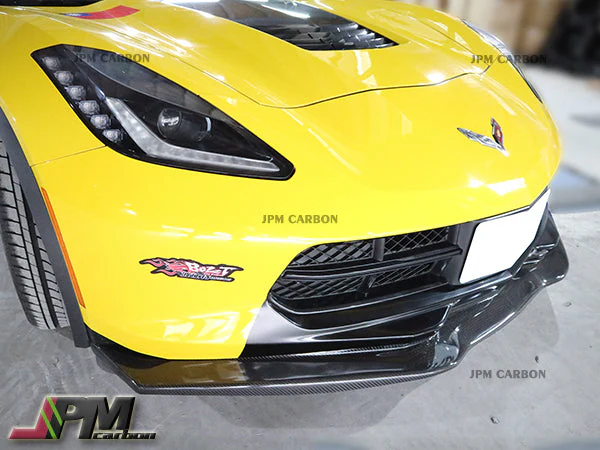 JPM R1 Carbon Fiber Front Bumper Add-on Lip Fits For 2014-2019 Chevrolet Corvette C7 Only - Image 4