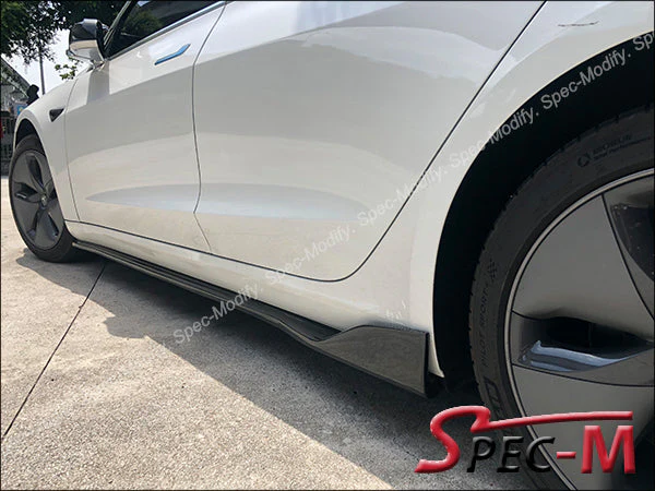 JPM R1 Carbon Fiber Side Skirt Add-on Lips Fits For 2017-2023 Tesla Model 3 Only - Image 5