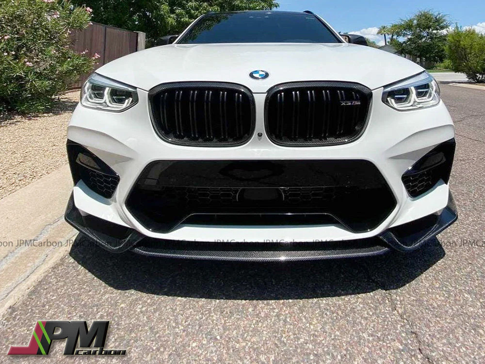 [JPMCarbon] AE Style Carbon Fiber Front Add-on Lip (3pcs) Fits For 2018-2021 BMW F97 X3M / F98 X4M Only - Image 3