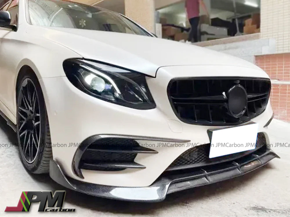 [JPMCarbon] B Style Carbon Fiber Front Bumper Add-on Lip Fits For 2017-2020 Mercedes-Benz W213 Pre-Facelift E-Class Sedan with AMG Sport Package Only - Image 4
