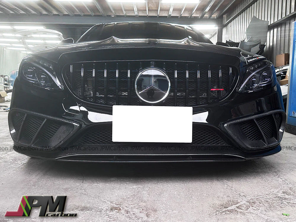 [JPMCarbon] Carbon Fiber Front Bumper Vent Add-on Covers Fits For 2015-2018 Mercedes-Benz W205 Pre-facelift C-Class w/  AMG Sport Package - Image 4