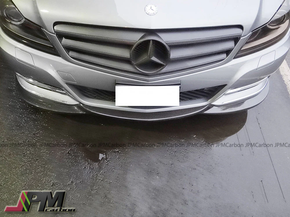 [JPMCarbon] GH Style Carbon Fiber Front Bumper Add-on Lip Fits For 2012-2014 Mercedes-Benz W204 C204  Facelift C-Class with Standard Package Only - Image 3